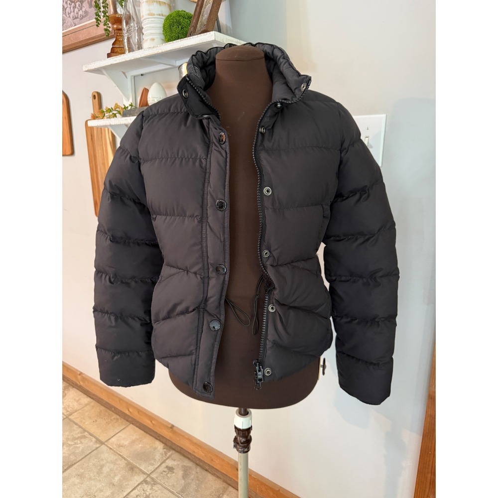 J.Crew Womens Black Down Filled Puffer Jacket Sherpa Lined Collar Small RN77388